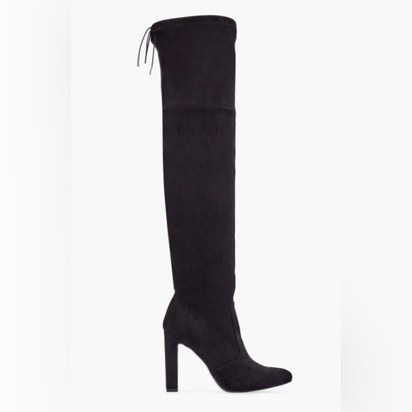 Just Fab Black Faux Suede, Stretch Over The Knee Boot **WIDE CALF** (Size 8) - Picture 1 of 5